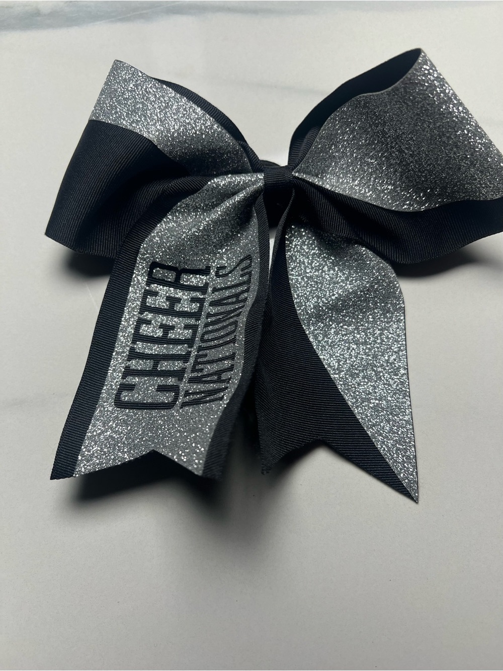 Cheer Nationals Black & Silver Glitter Cheer Bow